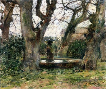 Italienische Landschaft mit einem Brunnen impressionistischen Landschaft Theodore Robinson Wald Ölgemälde